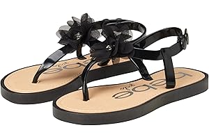 bebe Girls' Sandals – Snap Buckle Thong Toddler Sandals with Chiffon Flower - Cute Sandals for Girls (Toddler/Little Kid)