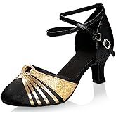 iCKER Womens Latin Dance Shoes Heeled Ballroom Salsa Tango Party Sequin Dance Shoes