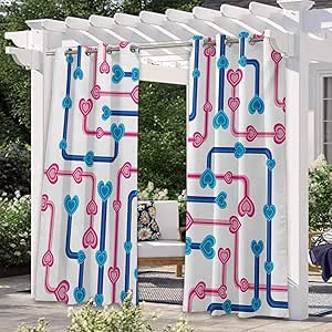 Anmaseven - Cortinas de patio con diseño de corazones y tuberías de