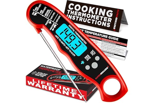Alpha Grillers Meat Thermometer Digital – Instant Read Food Thermometer for Cooking & Grilling – Professional Kitchen Fathers Day Gift for Dad Men Him Husband