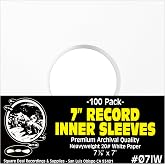 (100) Archival Quality Acid-Free Heavyweight Paper Inner Sleeves for 7" Vinyl Records #07IW