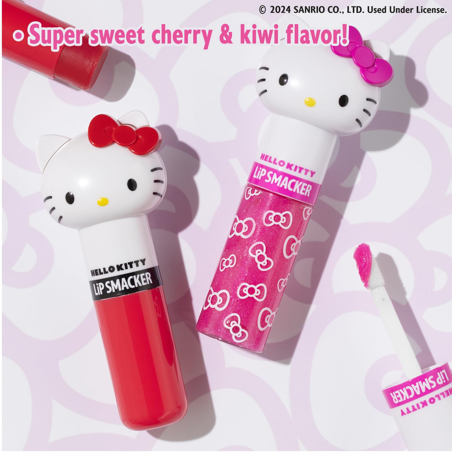 Lip Smacker Lippy Pals Swirls, Sanrio Hello Kitty, Flavored Moisturizing & Smoothing Soft Shine Lip Balm, Hydrating & Protecting Fun Tasty Glossy Finish, Cruelty-Free & Vegan - Cheerful Cherry, Kiwi