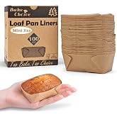 Bake Choice 100 Mini Loaf Pan Liners Compatible with Wilton Mini Loaf Pan | 3.15 * 1.97 * 1.57inch, Natural Parchment Paper Cupcake Liners, Petite Loaf Baking Cups for Cupcake, Muffin, Brownies