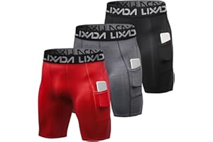 Lixada Men's Compression Shorts Pants 3Packs, Performance Sports Baselayer Cool Dry Tights Active Workout Underwear