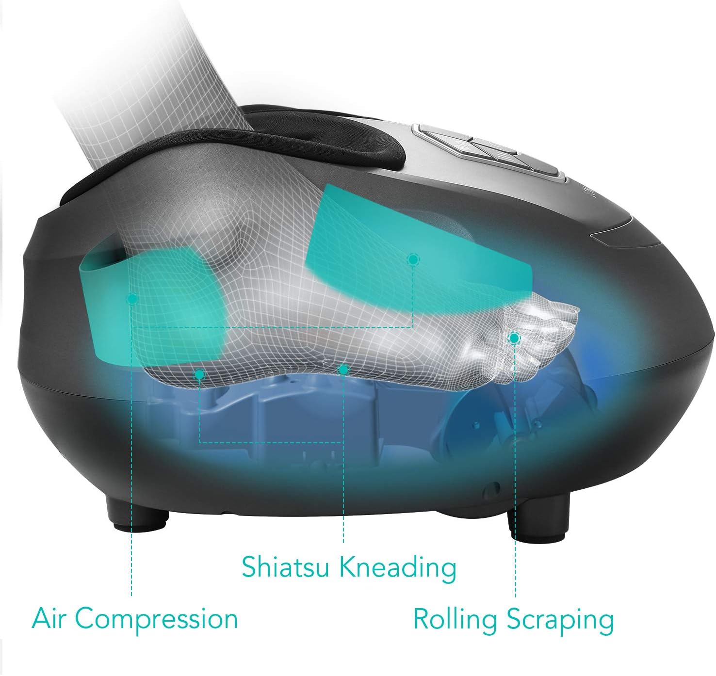 Naipo Foot Massager Machine Shiatsu Electric Feet Massager with Heat,Deep Kneading,Air Compression for Foot Plantar Fasciitis, Pain Relief, Circulation Fits Feet up to Men Size 12.5: Health & Personal Care