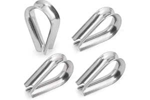 Jamiikury M6 Wire Rope Thimble, 304 Stainless Steel Thimble for 7/32-1/4 Inch Diameter Wire Rope, 4 Pieces