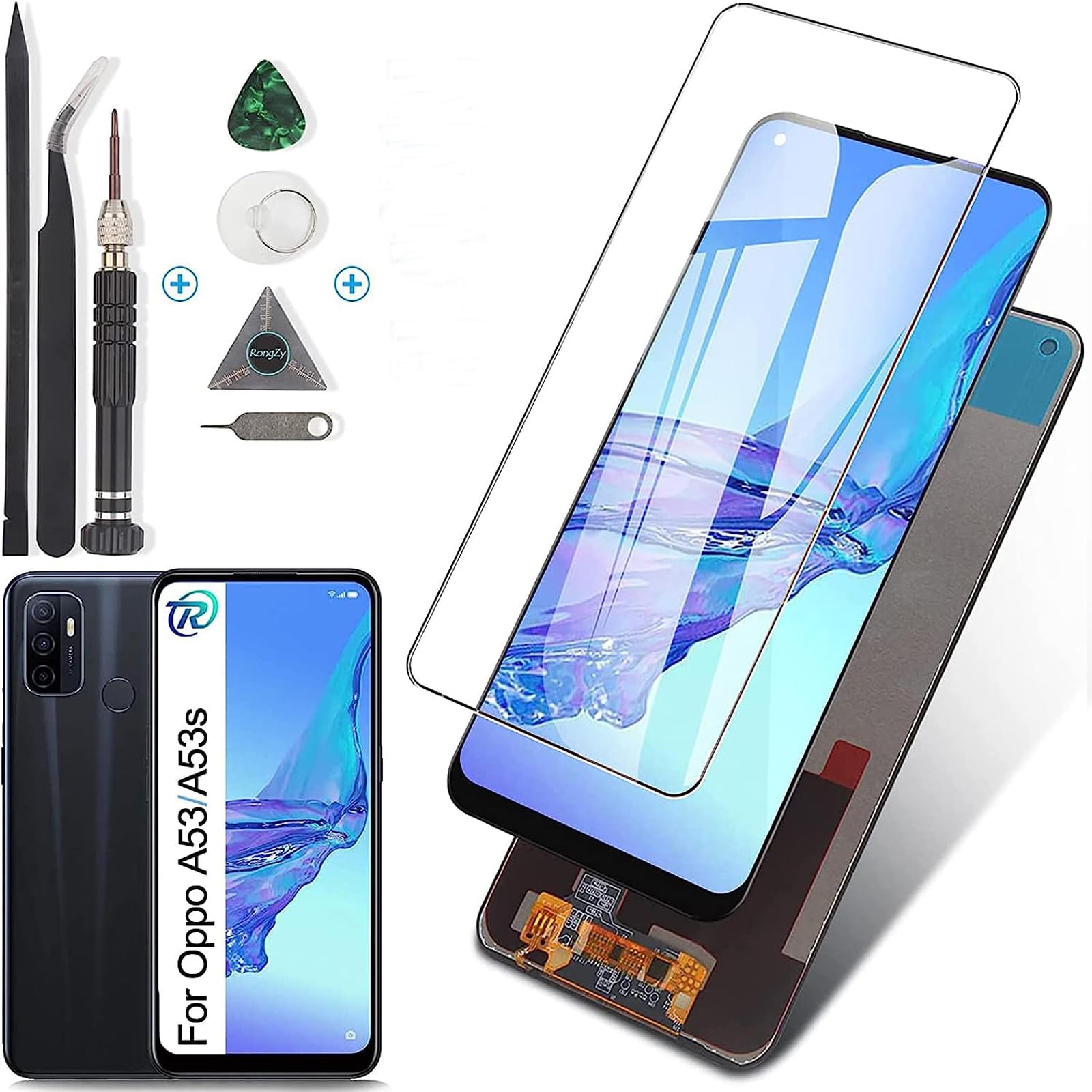 RongZy Display for Oppo A53 Screen Replacement Touch LCD Display Digitizer Assembly for Oppo A53 / A32 / A33 (2020) / A53S with Kit(Black)