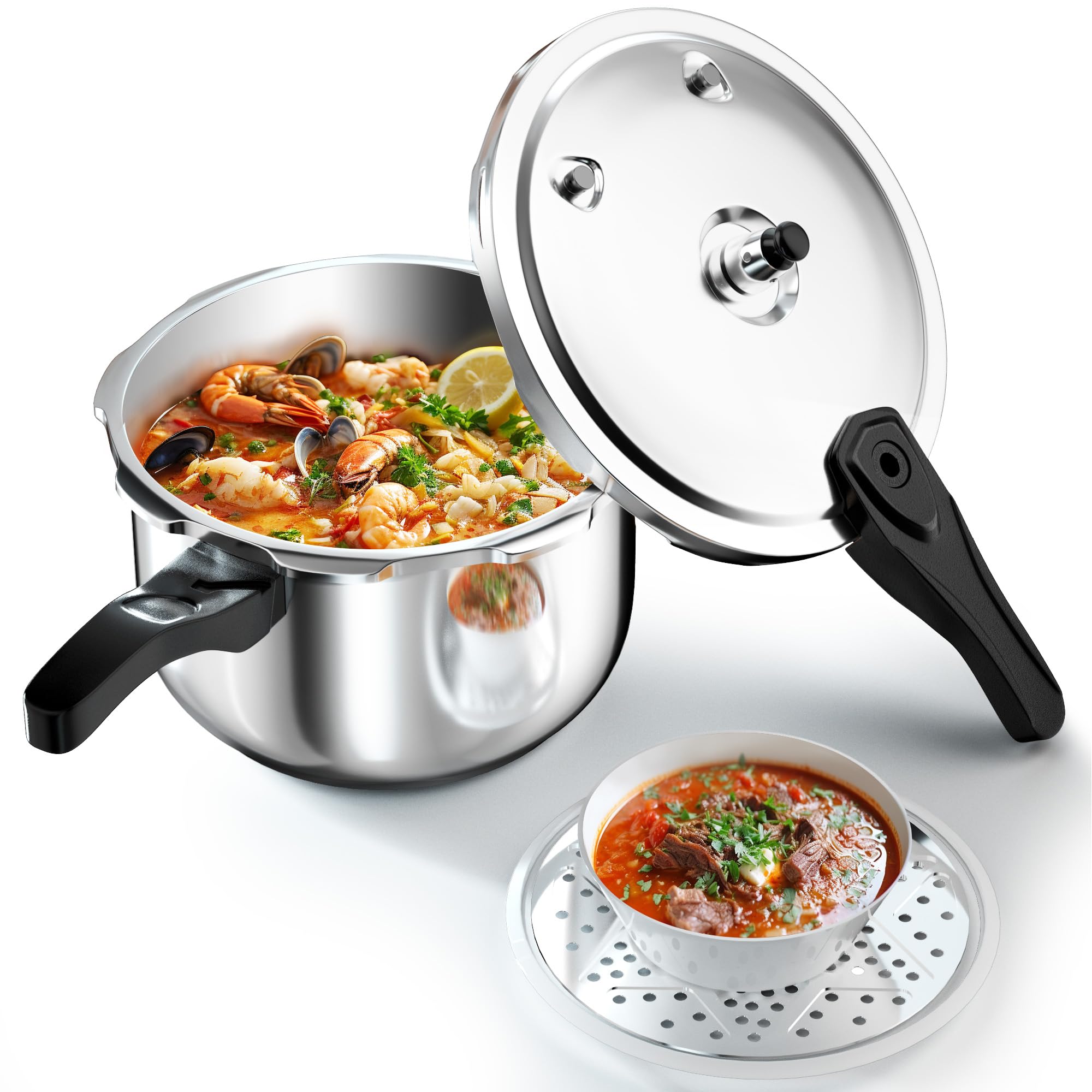 Photo 1 of WantJoin Stainless Steel Pressure Cooker, Spring Valve Safeguard Devices, Gas Stove Eletric Stove Cooking (14qt)