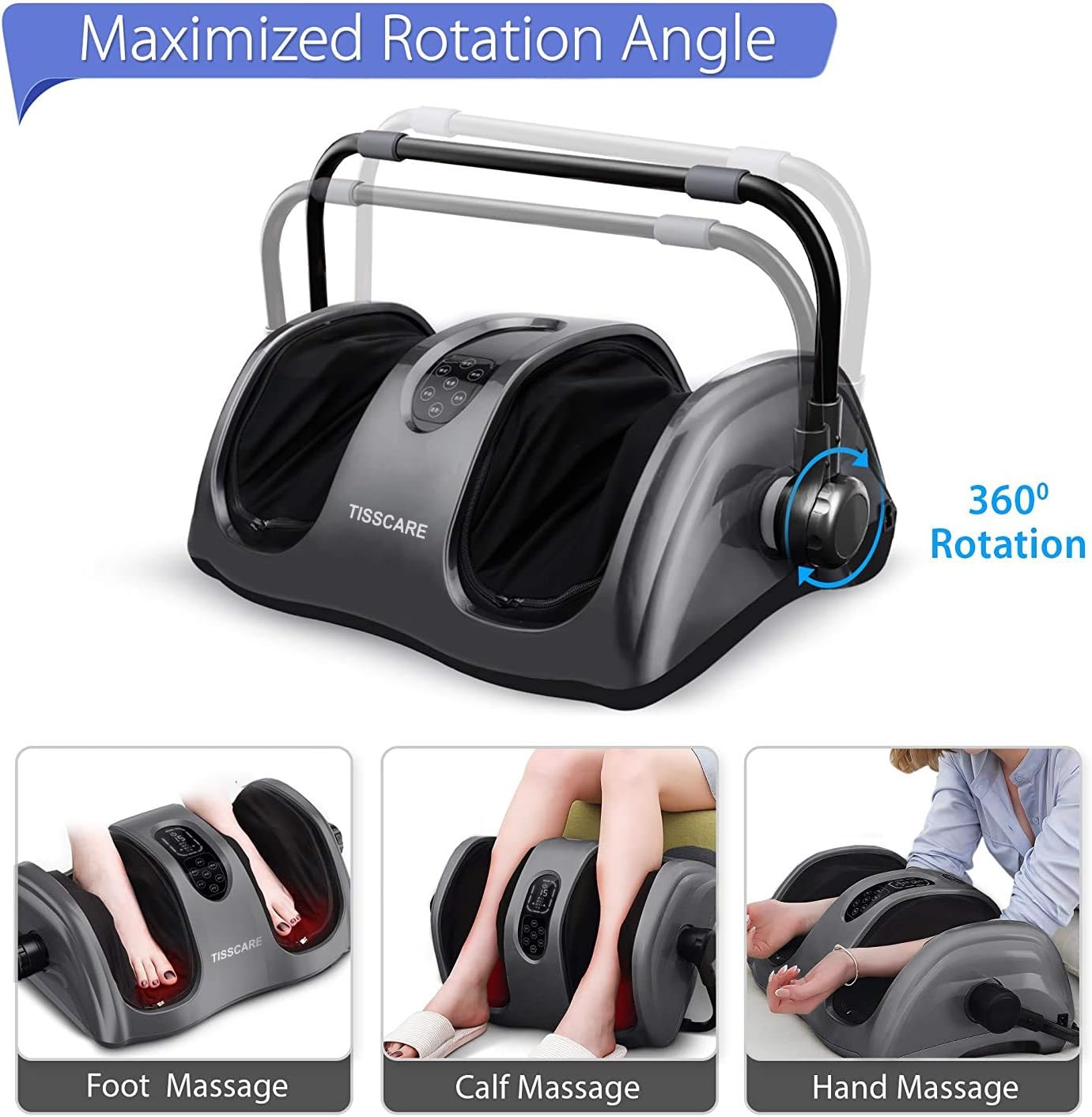 TISSCARE Foot Massager Machine with Heat, Shiatsu Foot and Calf Leg Massager for Plantar Fasciitis and Neuropathy, Deep Kneading Relieve Pain and Fatigue, Increases Blood Flow Circulation: Health & Personal Care