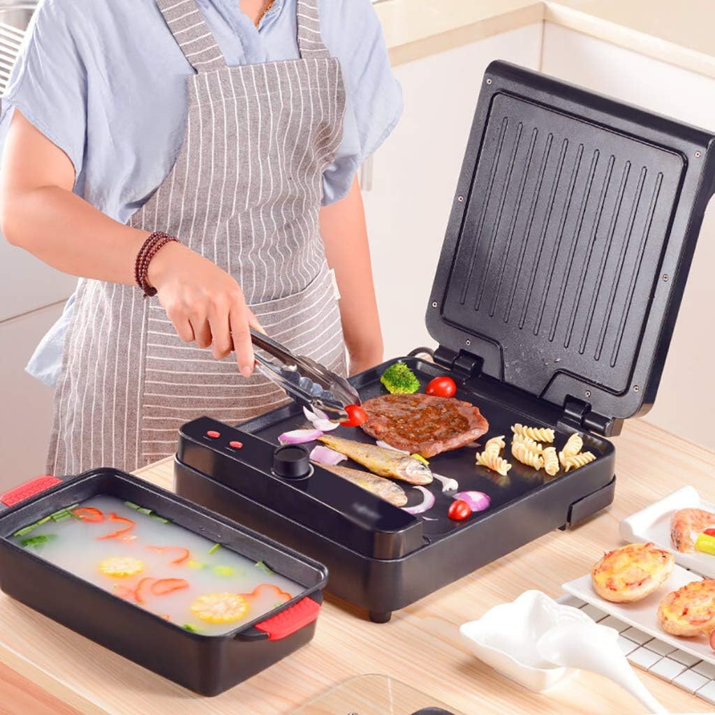 Review Foldable Nonstick Electric Grill with Hot Pot, 180 ° Flip Cover