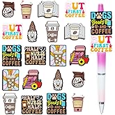 20 Pcs Coffee Theme Silicone Focal Beads for Pens, 10 Mix Patterns Pen Charms, Cute Silicone Charms for Beaded Pen Making, Keychain Crafts, DIY Lanyards, Stationery Accessory, Handicraft Projects