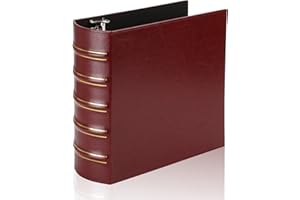 LETVPVOW Vintage Hardback 3 Ring Binder 3 Inch, Professional Leather Binder 3 Ring, Three Ring Binders Fits 8.5 x 11, D Ring Binders for Photo Album, Home, School and Office Supplies- Dark Red