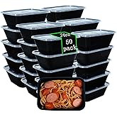LSGENGXCY 50 Packs 24 oz Disposable Meal Prep Containers with Lids,To Go Take Out Plastic Food Storage, Disposable Takeaway Boxes,Freezer, Dishwasher Safe Prep Containers,