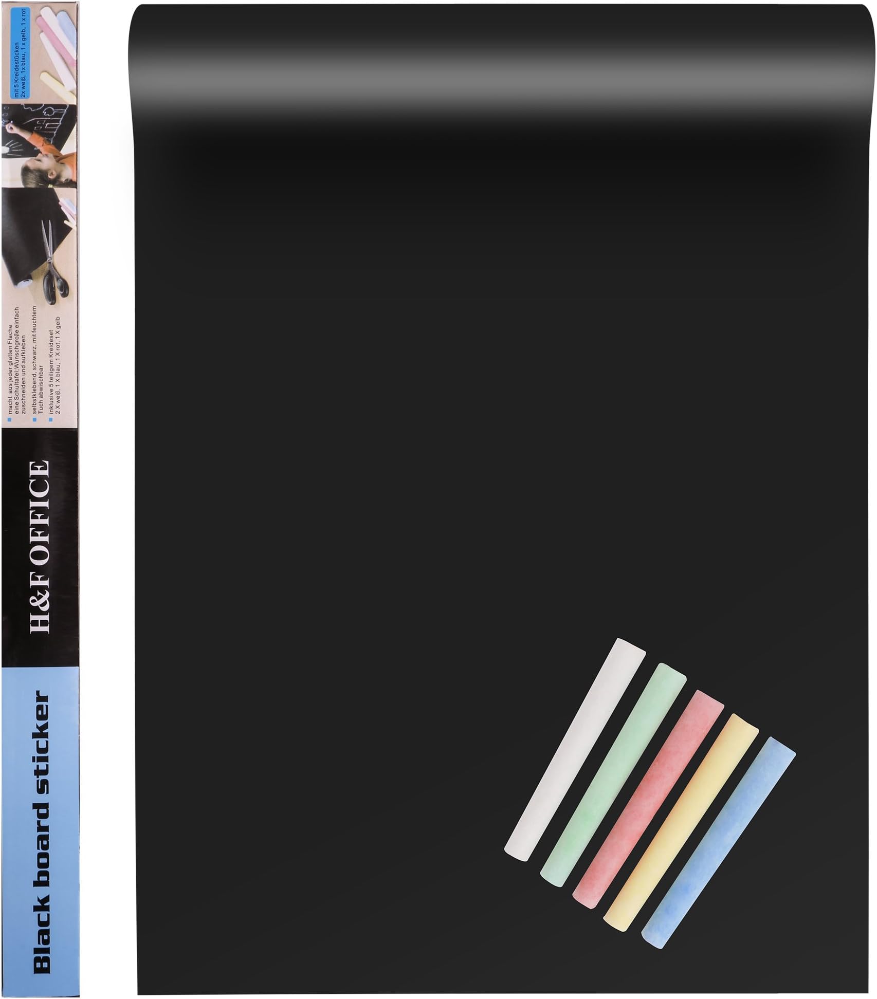 Eachgoo Blackboard Sticker Decal Paper Removable Chalk Board Sticker with 5 Chalks 45 x 200 cm