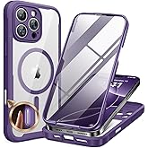 Miracase Magnetic for iPhone 16 Pro Case Full-Body Phone with Built-in Glass Screen Protector, [Compatible with MagSafe] Military Drop Proof 16 Pro Cover Bumper 6.3 inch, Purple