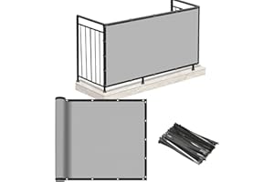 SUNNY MOOD Balcony Privacy Screen, 4' x 50' Gray Standard Size Deck Shield – HDPE Material, UV-Resistant & Weatherproof, 4FT Tall for Decks, Patios, Backyards, Pools, Porches & Fences