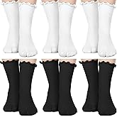 Bencailor 6 Pairs Tabi Socks Women Split Toe Flip Flop Frilly Socks Cotton Japanese Sandal Slipper for Men Women Unisex