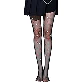 Benefeet Sox Fishnet Stockings for Women Fishnet Tights with Red Heart Designs Pantyhose