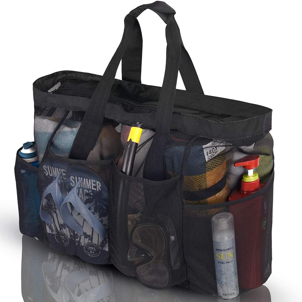 GOTDYA XL Mesh Beach Bags and Totes, Extra Large Beach Bag with Zipper and Pockets, Oversized Big Beach Duffle Bag for Towels Beach Toys, Ideal for Your Family Pool Trip