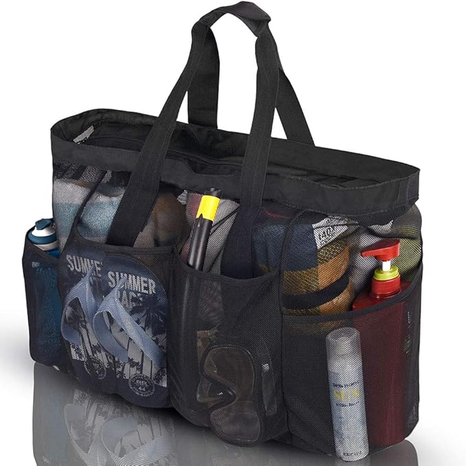 GOTDYA XL Mesh Beach Bags and Totes, Extra Large Beach Bag with Zipper and Pockets, Oversized