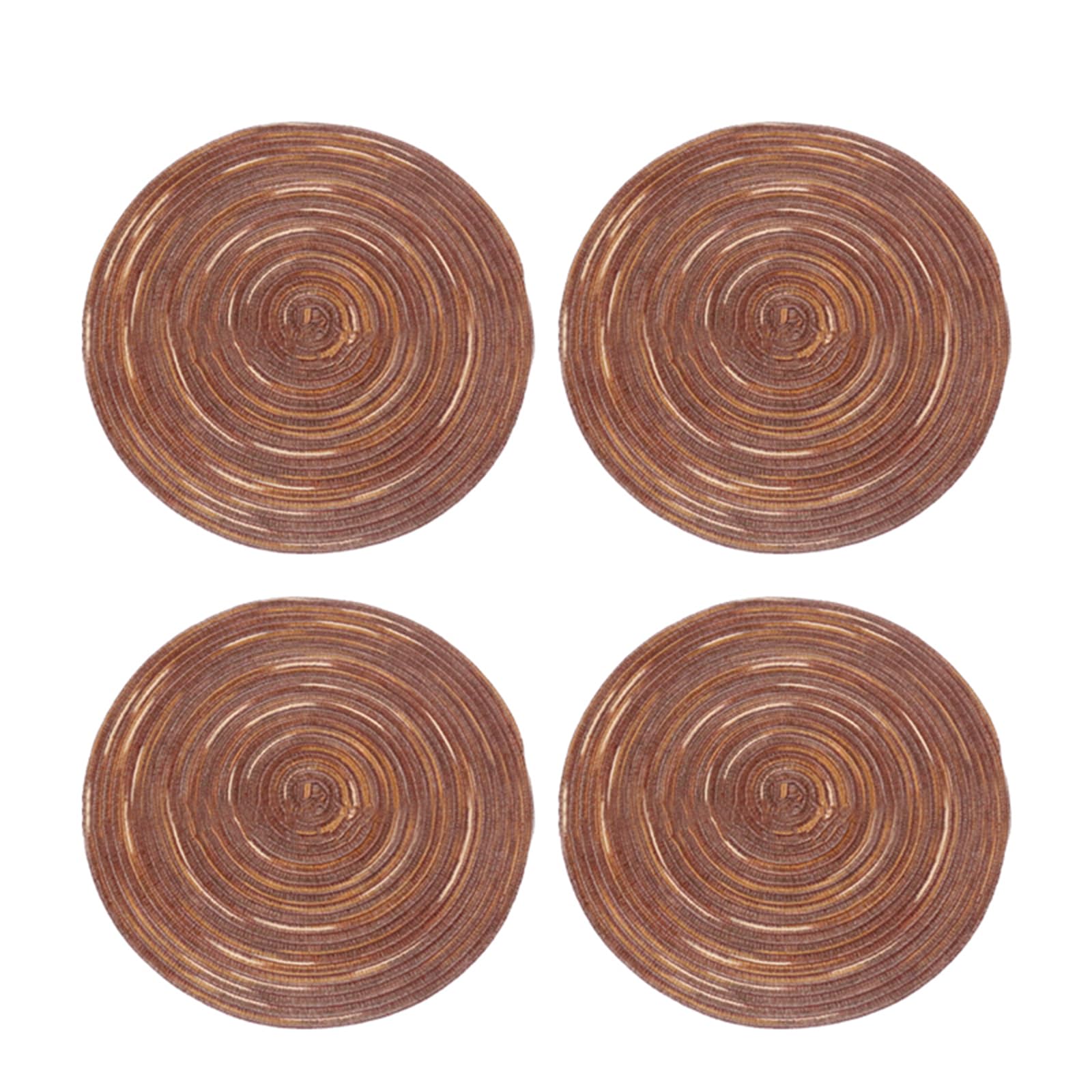Soulnioi Cotton Place Mat, Woven Round Placemats, 38cm Heat Resistant Table Mats Washable Plate Mats for Kitchen, Dining Table Decor, Set of 4 - Coffee