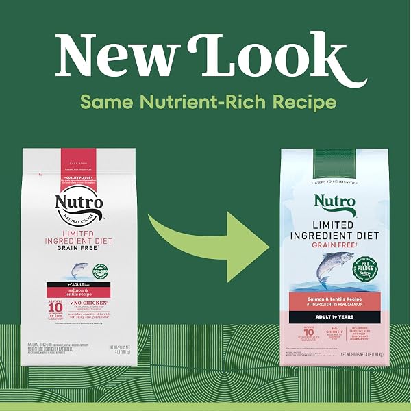 NUTRO LIMITED INGREDIENT DIET DRY DOG FOOD, ADULT DOG FOOD DRY SALMON & LENTILS RECIPE, 4 LBS.