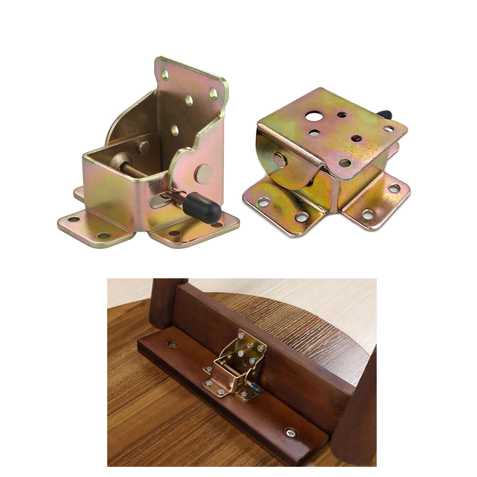 YIDELAI Locking Hinge 1 Pair Multifunctional 90 Degree Automatic Locking Folding Bracket Suitable for Connecting The Legs of Folding Furniture Tables and Chairs (Colored zinc)
