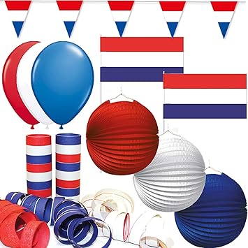 Carpeta 80 Piece Decoration Set Netherlands Holland For A Country Party With Bunting Flags Lanterns Balloons Streamers Decoration Orangje Theme Party Amazon De Spielzeug