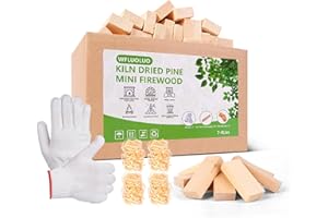 WFLUOLUO Mini Firewood with Fire Starters & Gloves 3.5'' Lengths Pine Kiln Dried Firewood Great Solo Stove Accessories Tool Prefect for Solo Stove Mesa, Tabletop Fire Pit, Solo Stove Mesa Sticks Wood