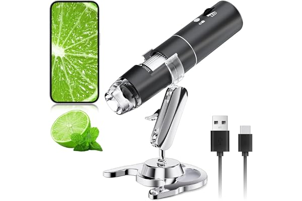 SKYBASIC Wireless Digital Microscope,50X-1000X Magnification WiFi Portable Handheld Microscopes with Adjustable Stand HD USB