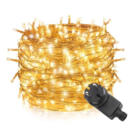 Tersely LED Lichterkette Weihnachten Kette Leuchte auf Transparent Kabel 20m 200er LED Lichter mit 8 Modi Innen und Außenbere