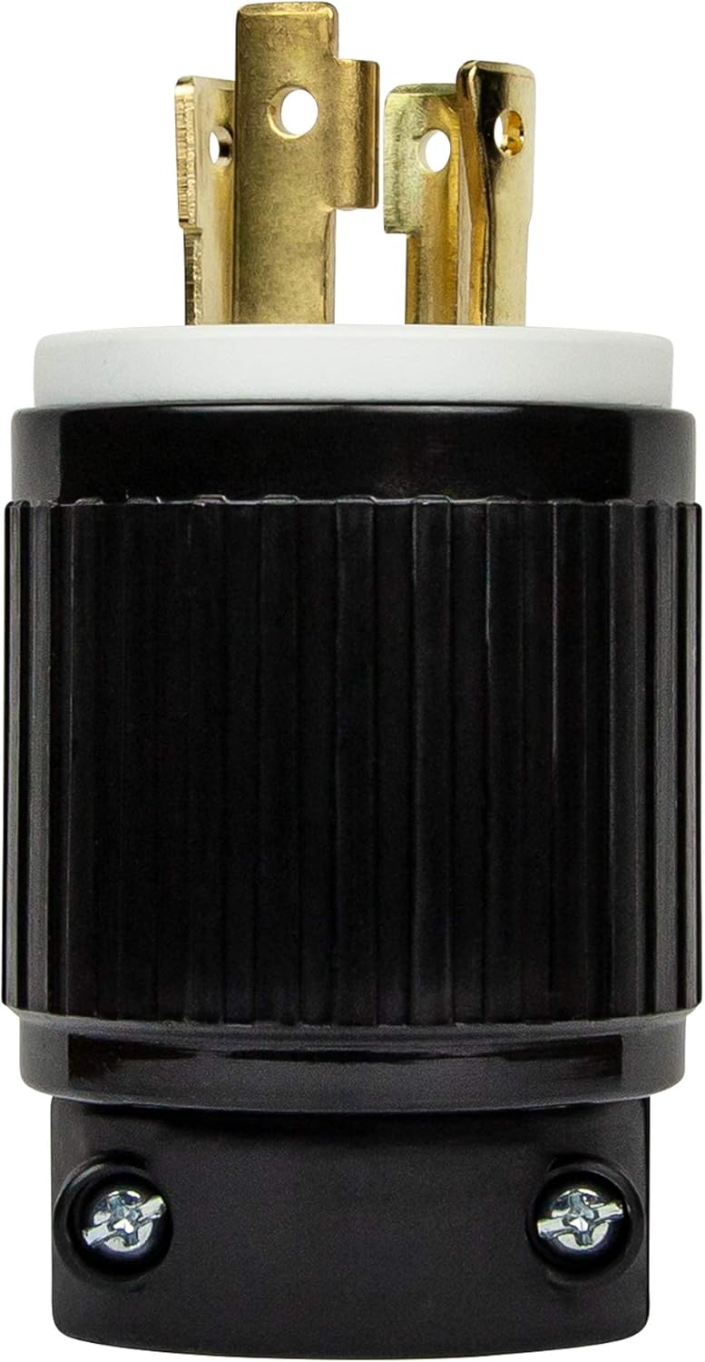 ENERLITES Industrial Grade 30A 125/250V Locking Plug, NEMA L14-30P, 3P, 4W, 66470-BK, Black - - 