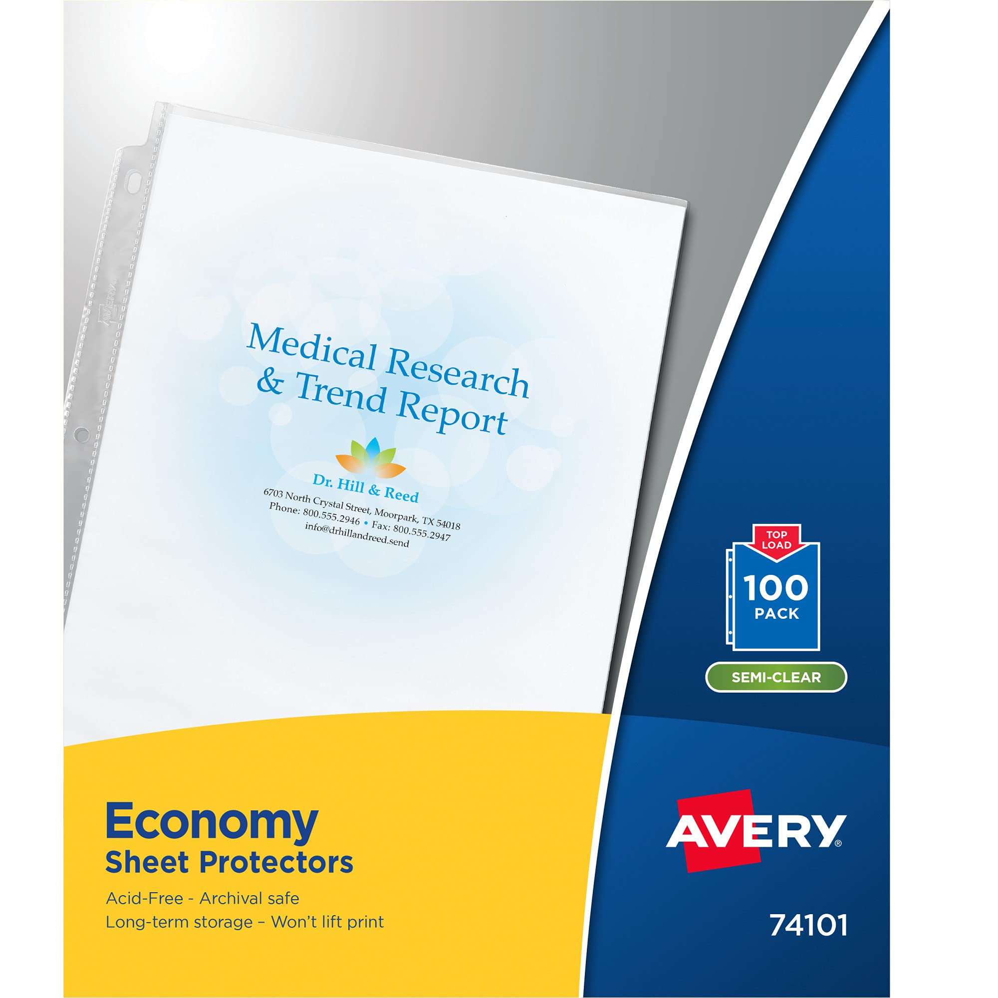 Avery Economy Semi-Clear Sheet Protectors, Acid Free, Box of 100 (74101)