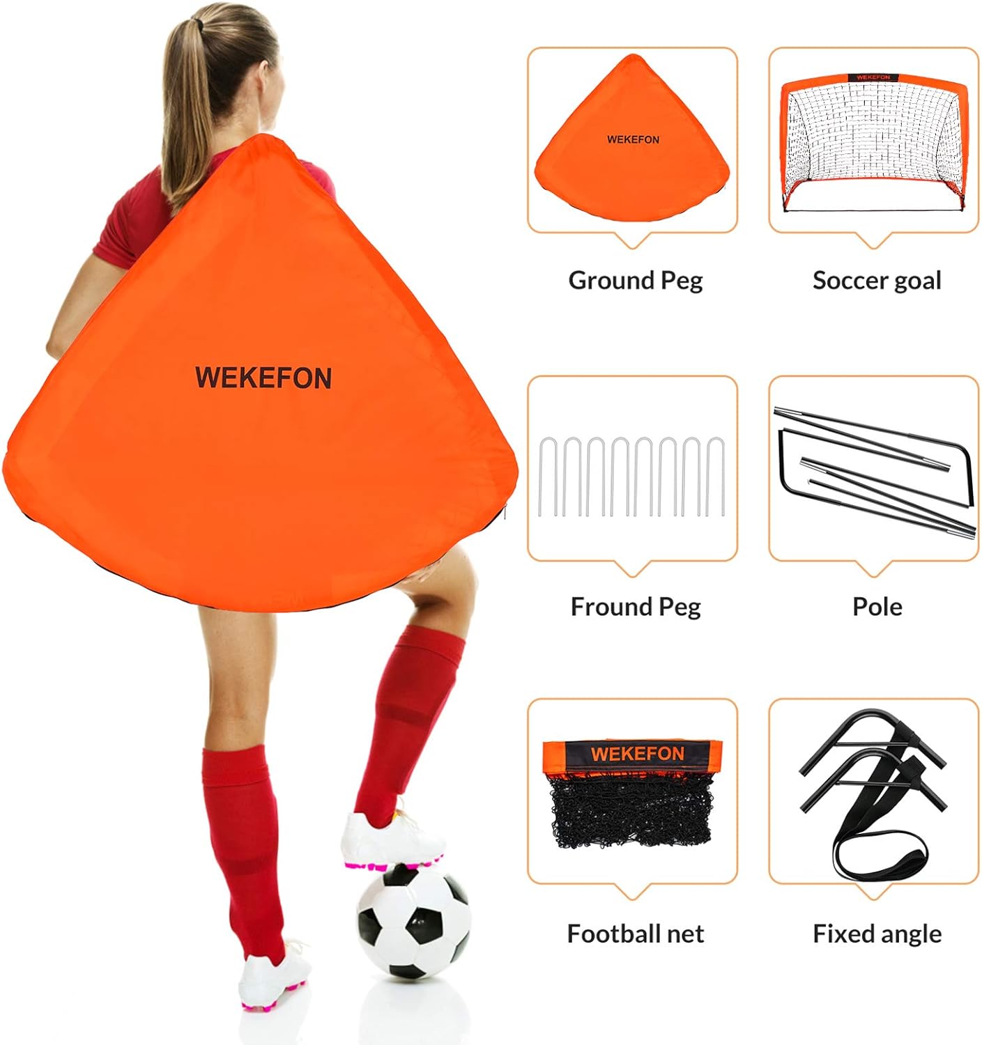 WEKEFON Soccer Goals, Set of 2 - Size 3.6'x2.7' Portable Foldable Soccer Nets for Backyard Games and Training Goals for Kids and Youth Soccer Practice with Carry Bag : Sports & Outdoors