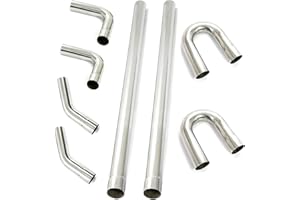 3 inches T304 Stainless Steel Exhaust Pipe Universal DIY Custom Exhaust Mandrel Bend Exhaust Tubing Straight & U-Bend, 8PCS