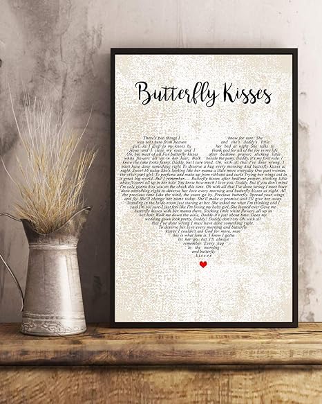 Amazon Kalistamao ウォールアート バタフライキス 歌詞 装飾 ポートレート ポスタープリント 自宅 オフィス カフェ用 18x14インチ フレーム付き アートフレーム ポスター オンライン通販