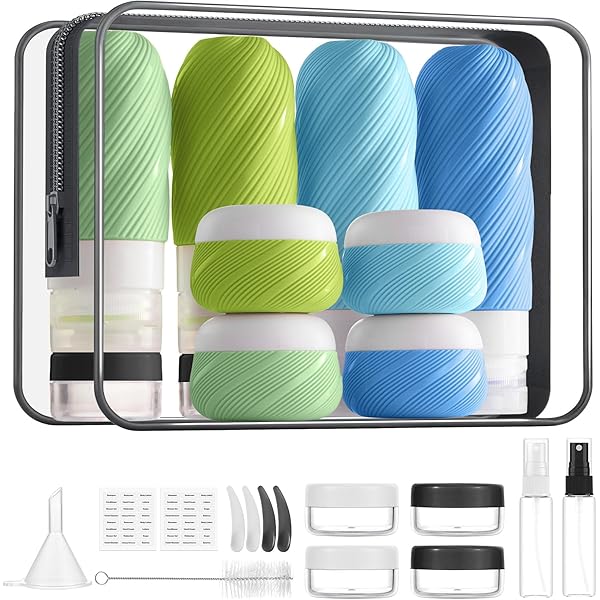 Amazon.com: MAGIGO Blue Toiletries Leak Proof Travel Bottle Set