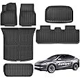 Weize New 2025 Tesla Model Y Juniper Floor Mats and Cargo Liners 5-Seat All Weather Non-Slip Floor Liners and Cargo Trunk Mats Accessories, Set of 6 Mats (ONLY for Tesla Model Y Juniper)