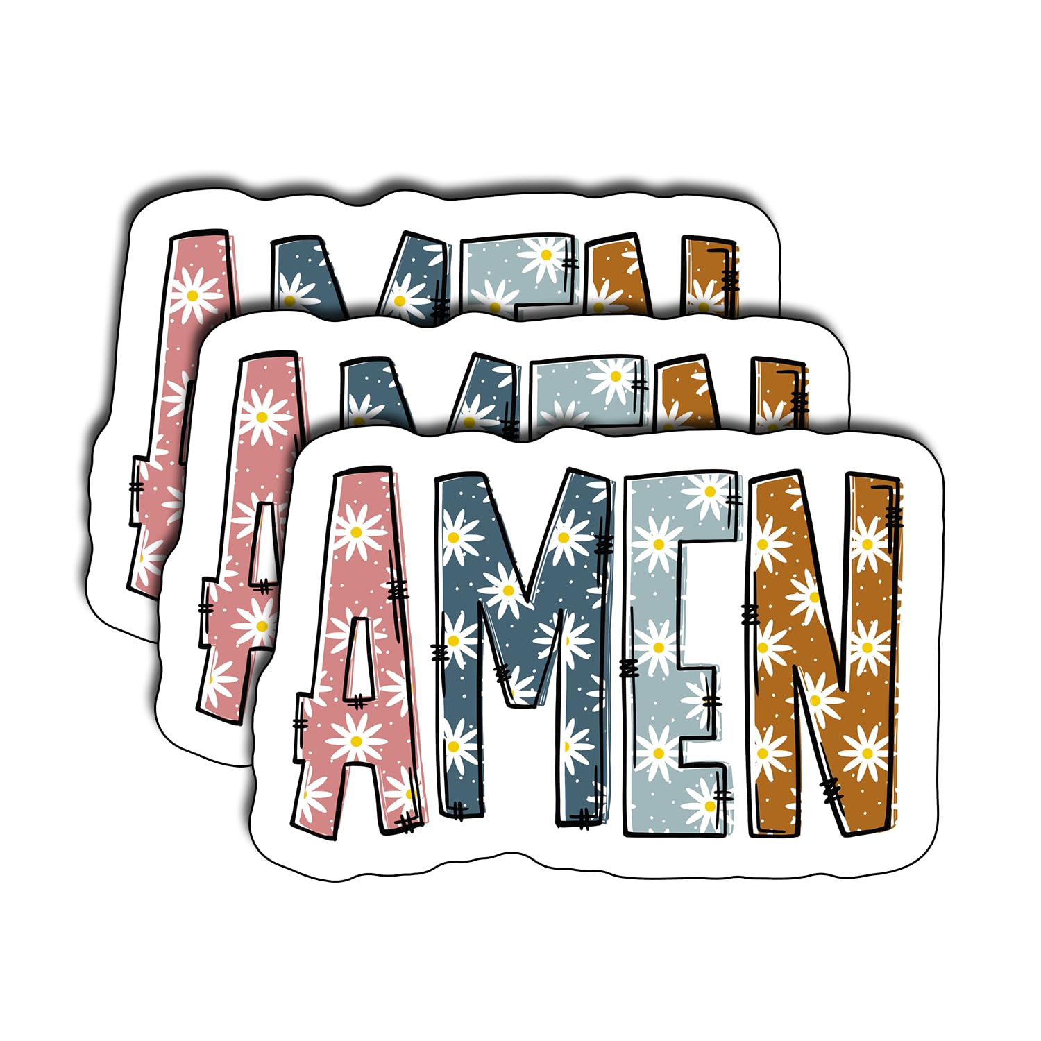 Photo 1 of (3Pcs) Amen Floral Sticker God Cristianos Christian Cross Bible Waterproof Vinyl Water Bottle Books Phones Laptops for Love Jesus Waterproof Hard Hat Decals Decoration Stuff Gifts 3x2 Inch