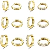 PRETOLE 925 Sterling Silver Hoop Earrings for Women Gold Huggie Hoop Earrings Hypoallergenic Lightweight 14K Gold Plated Mini Hoop Earrings with Cubic Zirconia Small Gold Cartilage Hoops for Women