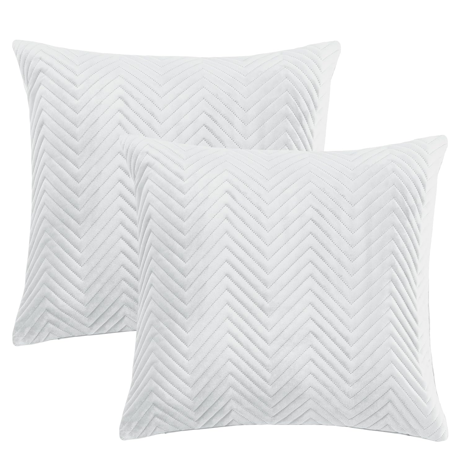 BedLooms Premium White Velvet Cushion Covers Set of 2 (45x45 cm / 18x18 Inch) – Soft Ultrasonic Stitch, Hidden Zipper, Luxury Decorative Throw Pillow Cases for Sofa, Couch & Living Room