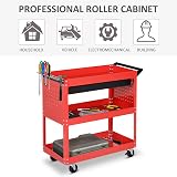 DURHAND 3-Tier Tool Trolley Cart Storage Shelf with Drawer Red 82x35x76 cm view 6