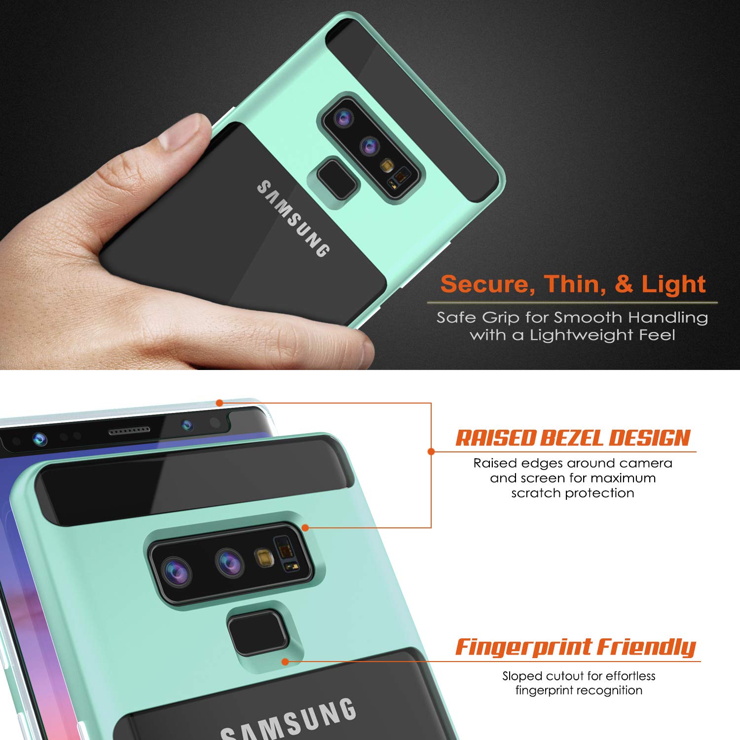 Galaxy Note 9 Case, PUNKcase [Lucid 3.0 Series] [Slim Fit] [Clear Back] Armor Cover w/Integrated Kickstand, Anti-Shock System & PUNKSHIELD Screen Protector for Samsung Galaxy Note 9 [Teal]