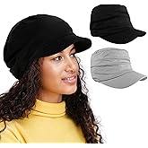 Xicagup 2 Pack Newsboy Caps Women Fall Winter Soft Hats Wide Brim Headwear Visor Outdoor Walking Fashion Hat