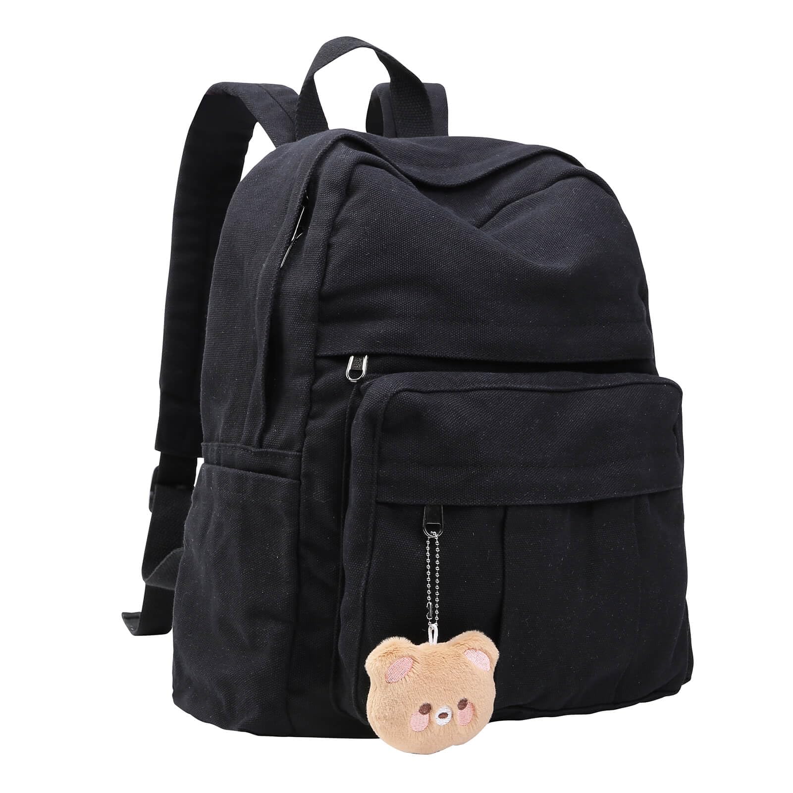 Photo 1 of Phaoullzon Small Backpack Purse for Women Travel Vintage Canvas Casual Daypack,Black