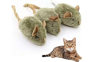 Interactive Cat Toy Mouse, Automatic Squeaky Moving Cat Toys Mice Electronic with Furry Tail, Interactive Cats Toys for Kitte