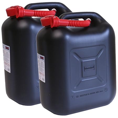 2er Set: 2x Benzinkanister schwarz 20 Liter UN Kraftstoffkanister 20L Made in Germany!