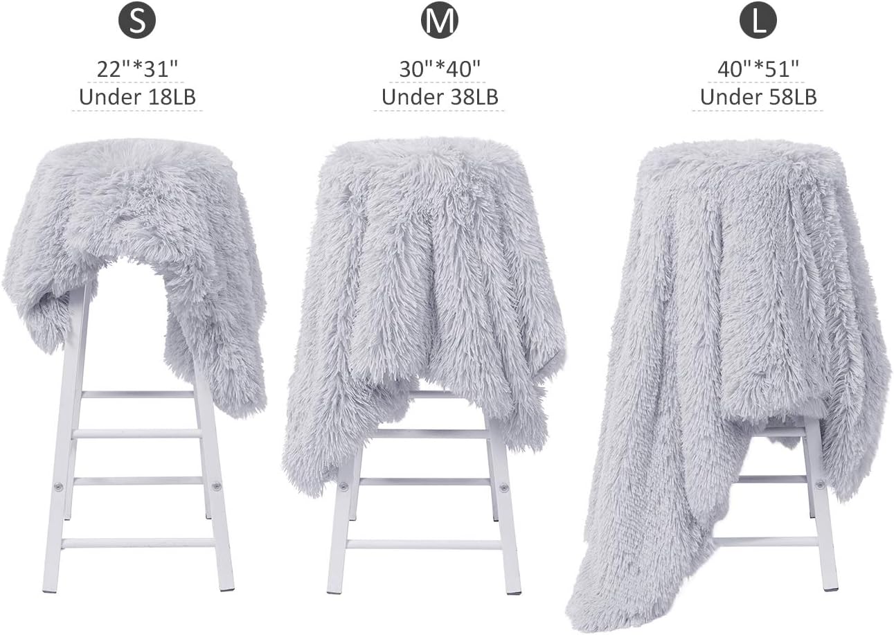 Luciphia Puppy Dog Blankets,Faux Fur Pet Blanket Soft Flannel Throw for Cats Rabbits Light Grey Small: Home & Kitchen