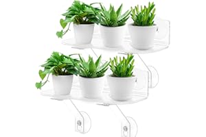 GENERIC 12 Inch 2 Pack Plant Window Boxes Shelf Sill Suction Cup Planter, 5-Inch Extra Wide Window Sill Extender with Load Bearing Bracket for Herbs, Succulents, Clear Acrylic Indoor Plant Stand, Planter Holder