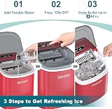 EUHOMY Countertop Ice Maker 9 Cubes in 6 Mins 2 Size Ice Red 12kg/24h view 7